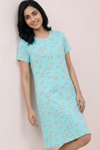 Zivame Knit Cotton Knee Length Nightdress - Island Paradise — thumbnail 4